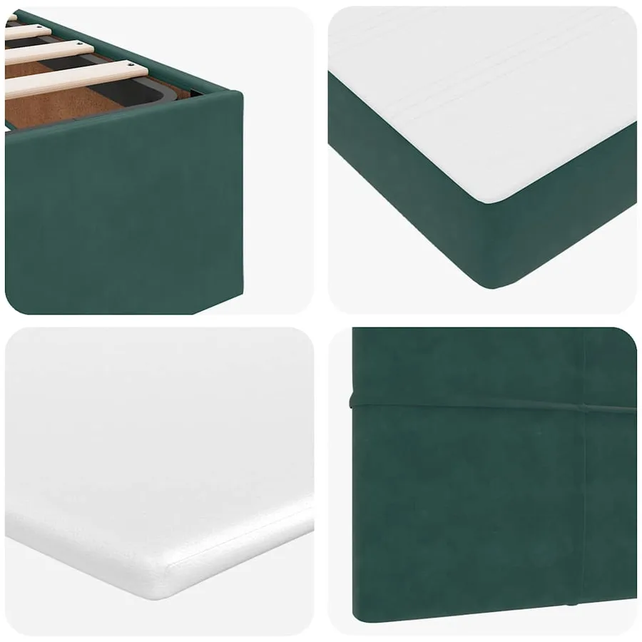 Cadre de lit ottoman avec matelas vert foncé 90x200 cm velours - 14