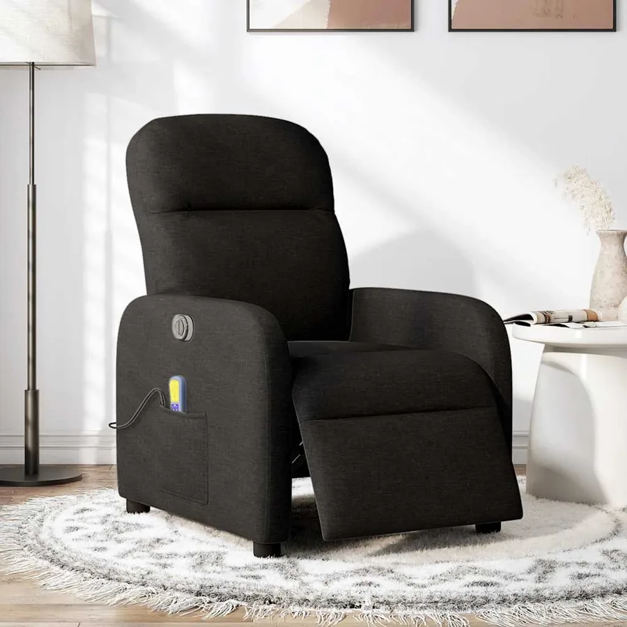 Fauteuil de massage inclinable électrique Noir Tissu - 2