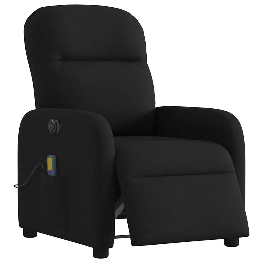 Fauteuil de massage inclinable électrique Noir Tissu - 3