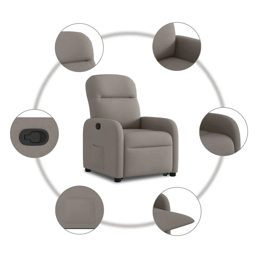 Fauteuil inclinable taupe tissu - 10