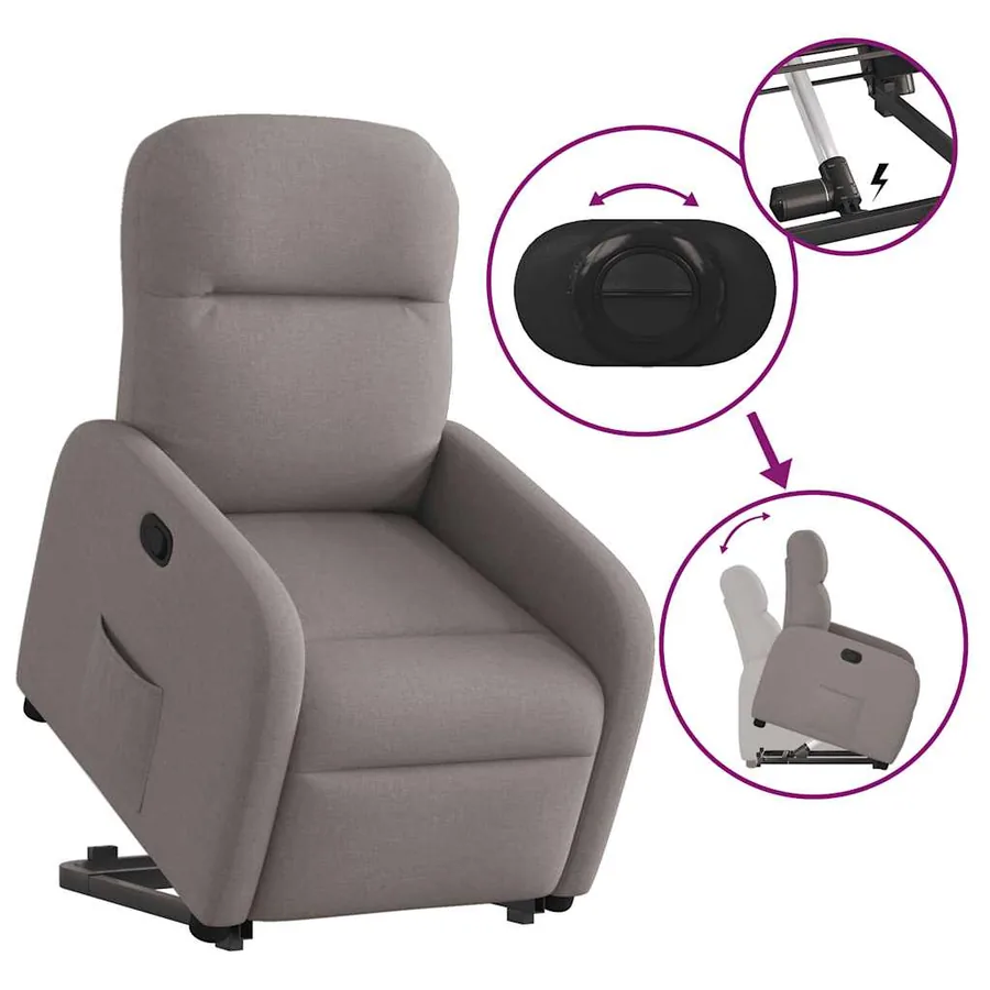 Fauteuil inclinable taupe tissu - 9