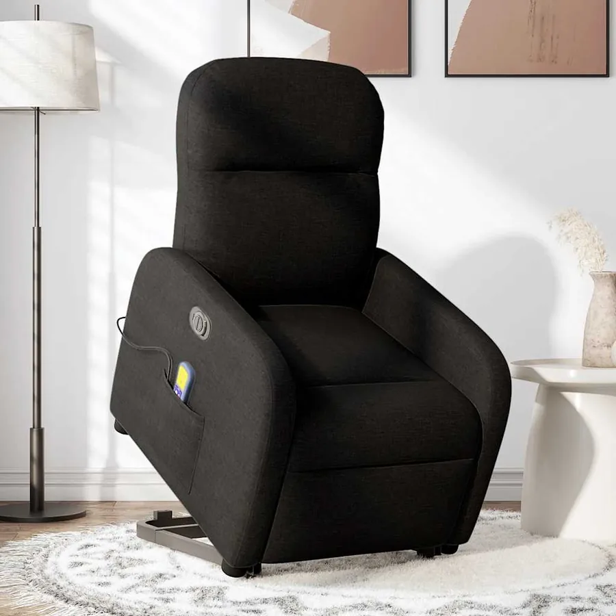 Fauteuil inclinable de massage électrique Noir Tissu - 2