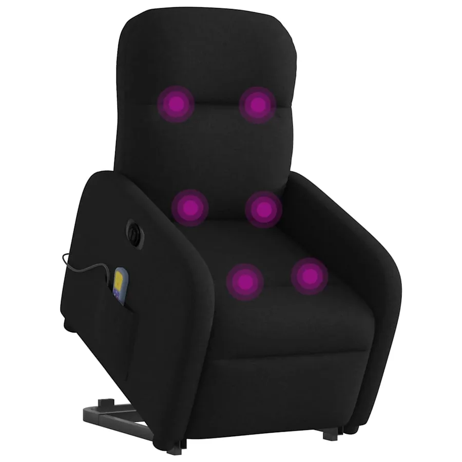 Fauteuil inclinable de massage électrique Noir Tissu - 3