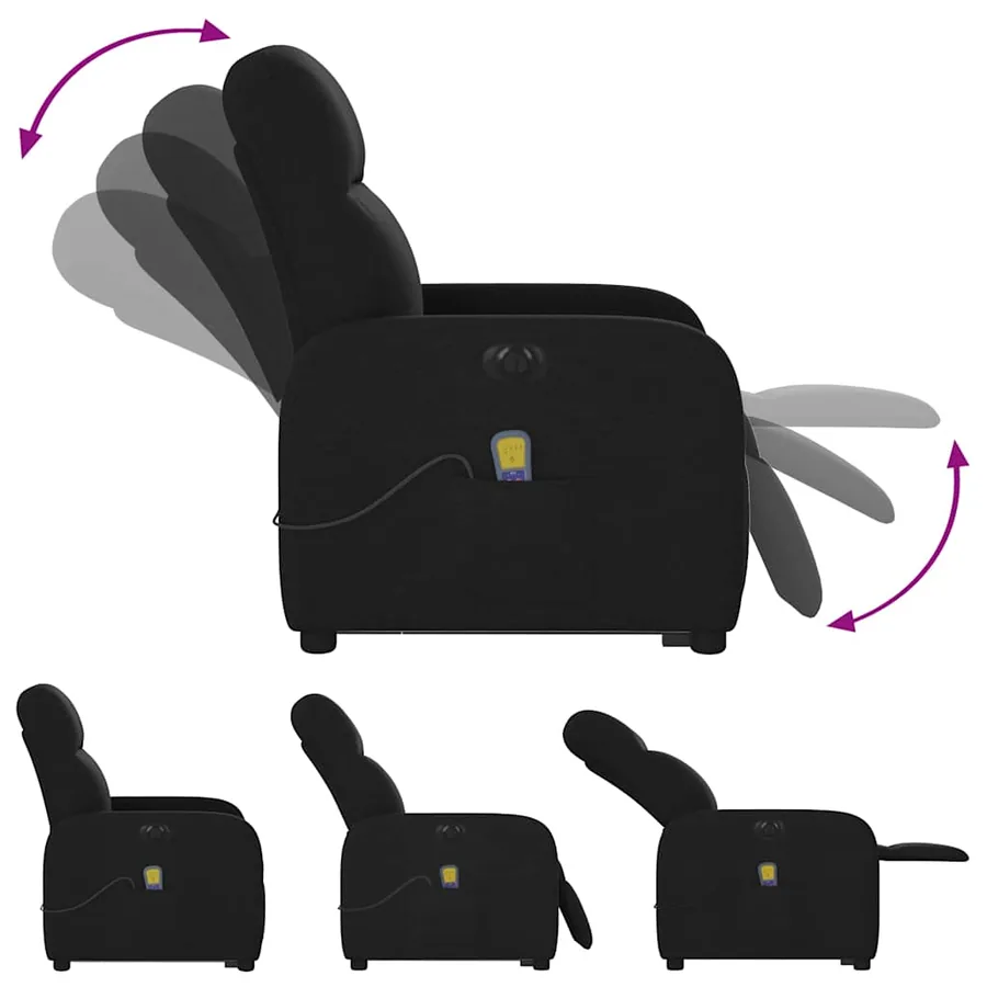 Fauteuil inclinable de massage électrique Noir Tissu - 8