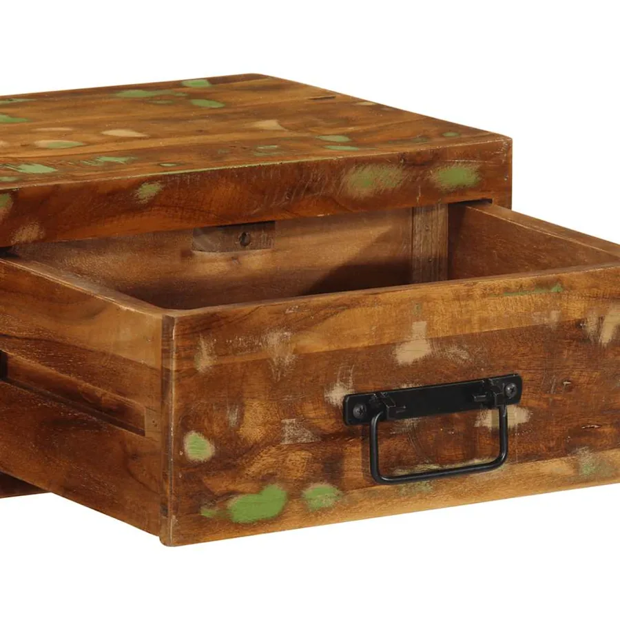 Meuble TV mural 80x30x19 cm bois massif de récupération - 9