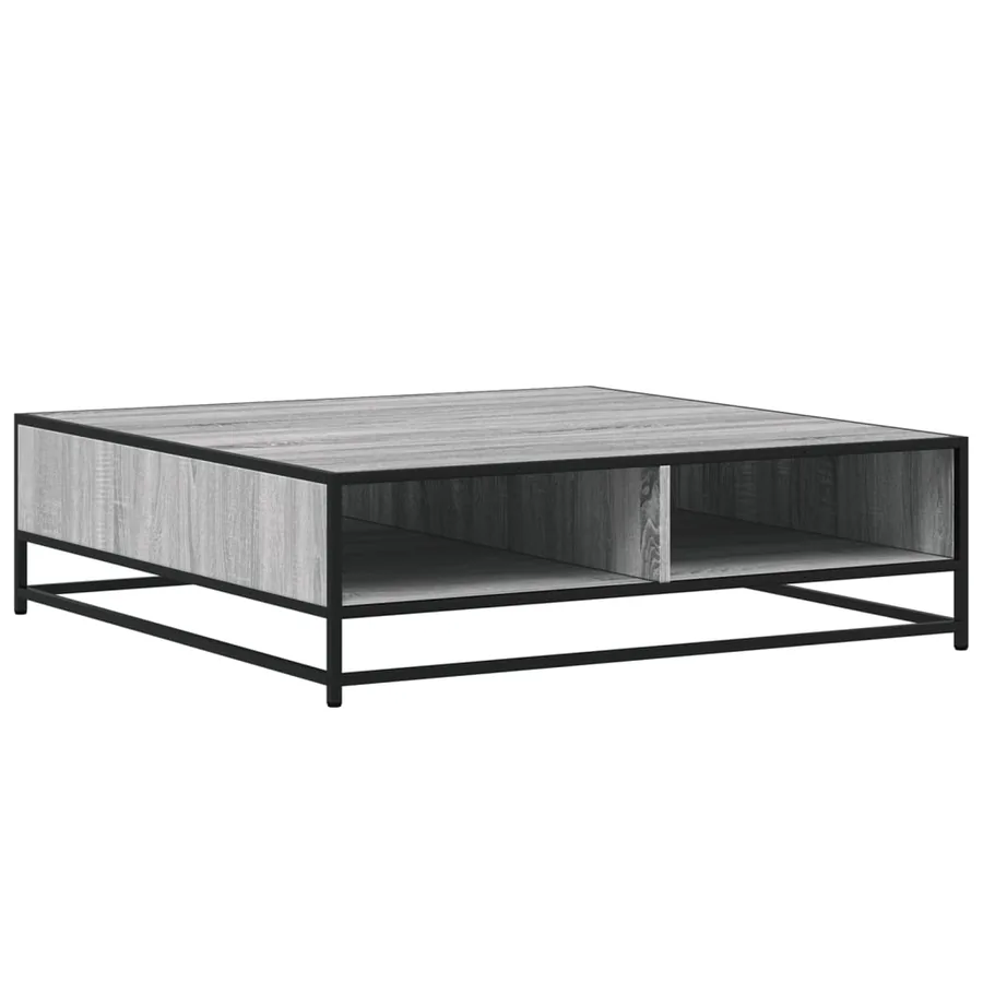 Table basse sonoma gris 100x100x30cm bois d'ingénierie et métal - 2
