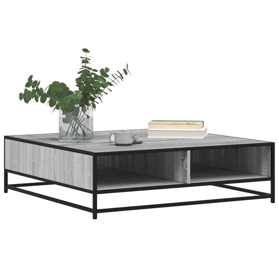 Table basse sonoma gris 100x100x30cm bois d'ingénierie et métal - 4