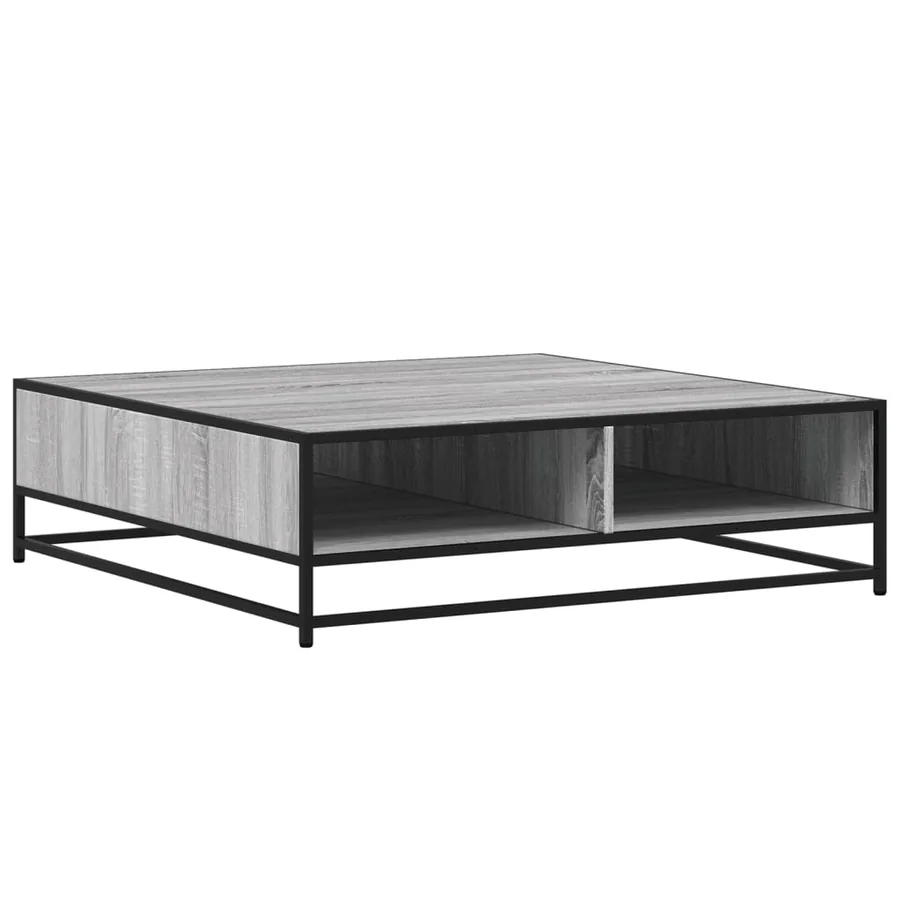 Table basse sonoma gris 100x100x30cm bois d'ingénierie et métal - 7