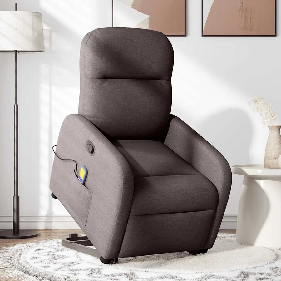 Fauteuil inclinable de massage Marron foncé Tissu - 2