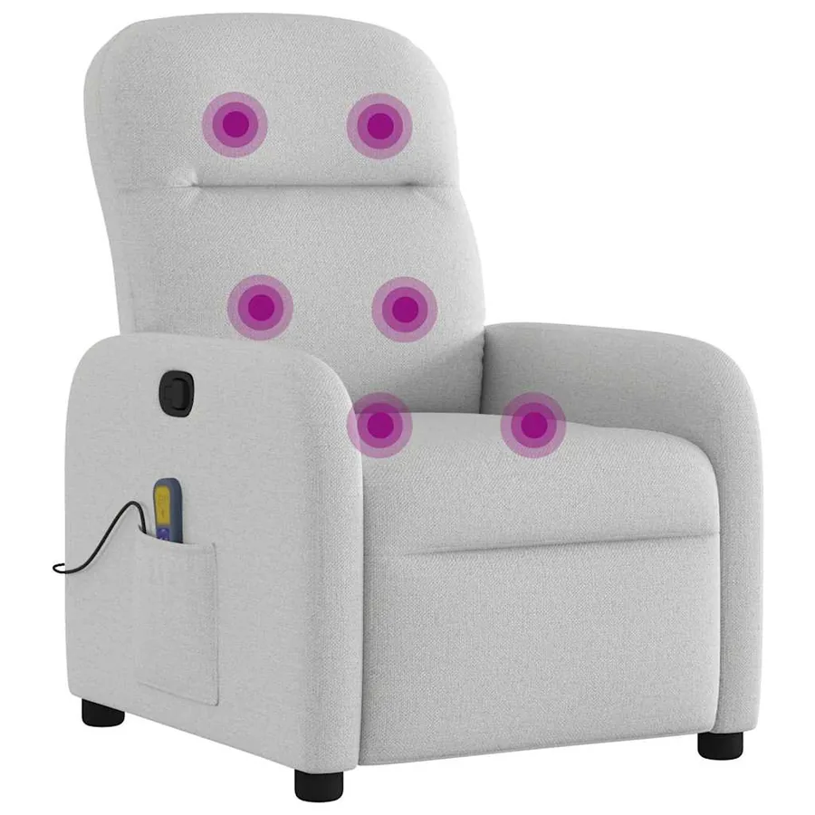 Fauteuil de massage inclinable gris nuage tissu - 6