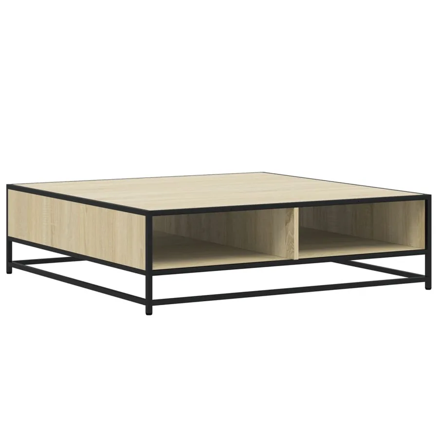 Table basse chêne sonoma 100x100x30 cm bois d'ingénierie/métal - 2
