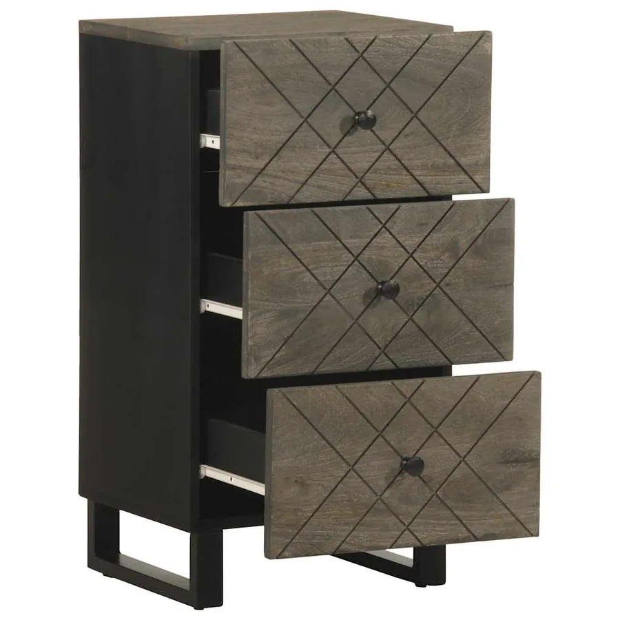 Buffet noir 40x33x75 cm bois massif de manguier - 2