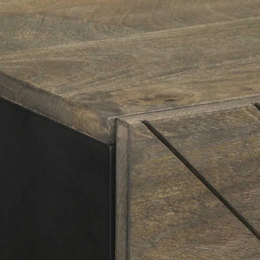 Buffet noir 40x33x75 cm bois massif de manguier - 6