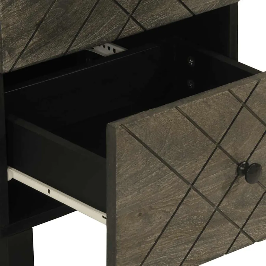Buffet noir 40x33x75 cm bois massif de manguier - 7