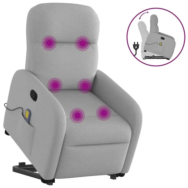 Fauteuil de massage inclinable gris nuage tissu