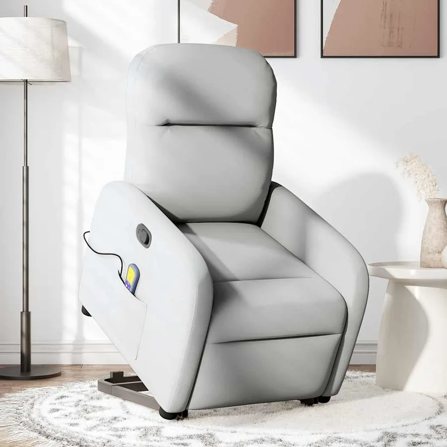 Fauteuil de massage inclinable gris nuage tissu - 2