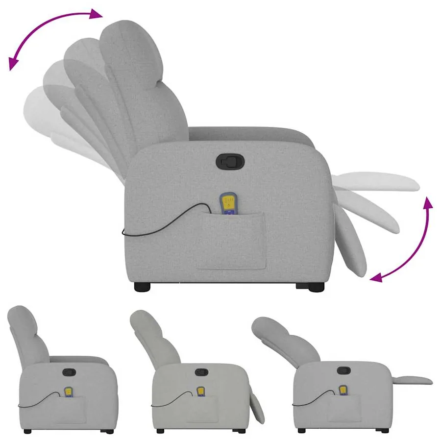 Fauteuil de massage inclinable gris nuage tissu - 8