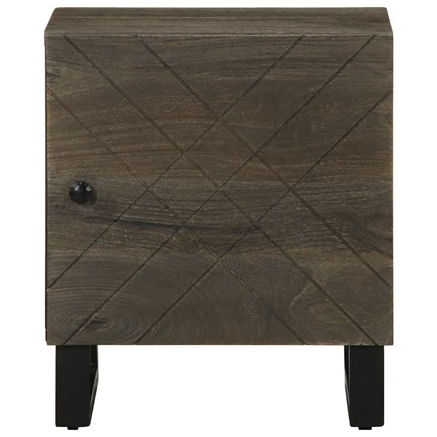 Table de chevet noir 40x33x46 cm bois de manguier solide - 3