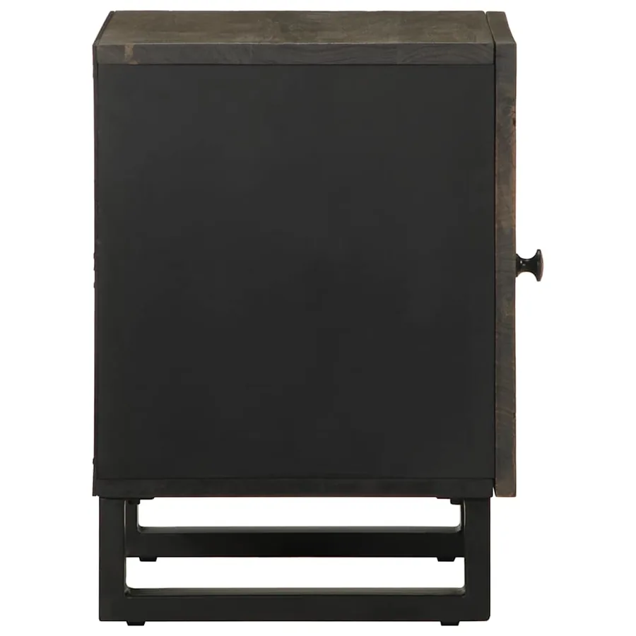 Table de chevet noir 40x33x46 cm bois de manguier solide - 4