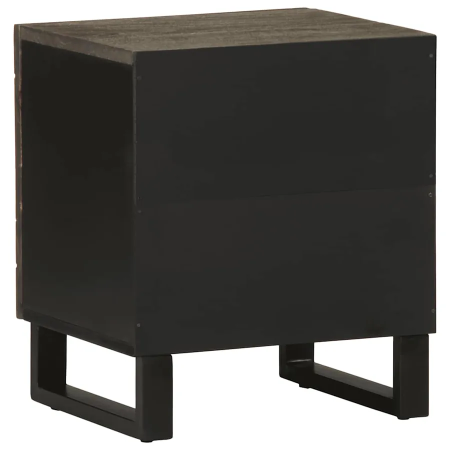 Table de chevet noir 40x33x46 cm bois de manguier solide - 5