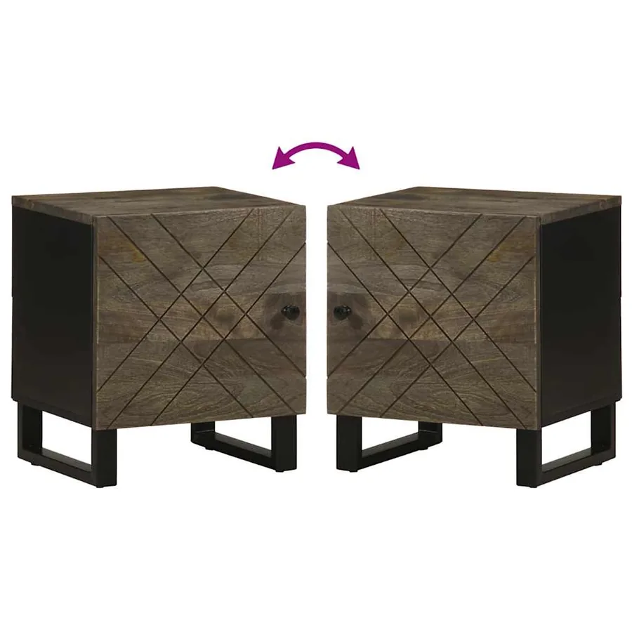Table de chevet noir 40x33x46 cm bois de manguier solide - 6