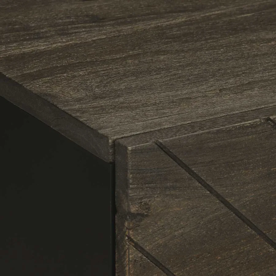 Table de chevet noir 40x33x46 cm bois de manguier solide - 7