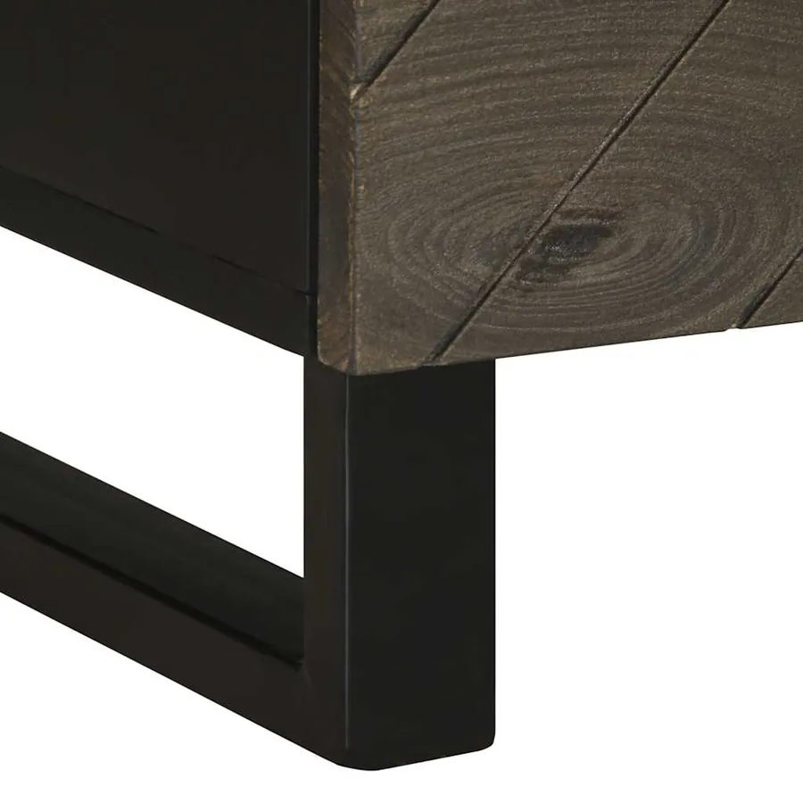 Table de chevet noir 40x33x46 cm bois de manguier solide - 9