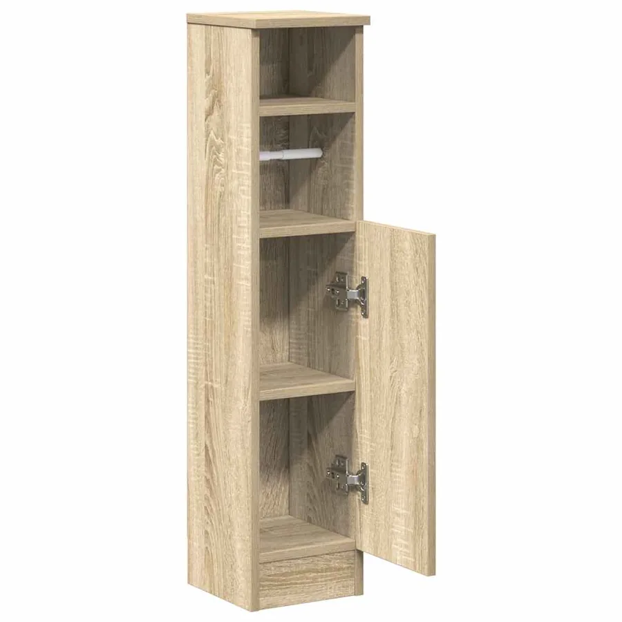 Meuble de salle de bain avec porte-rouleau chêne sonoma - 5