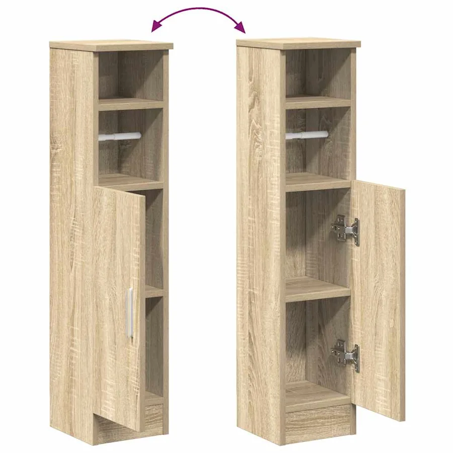 Meuble de salle de bain avec porte-rouleau chêne sonoma - 8