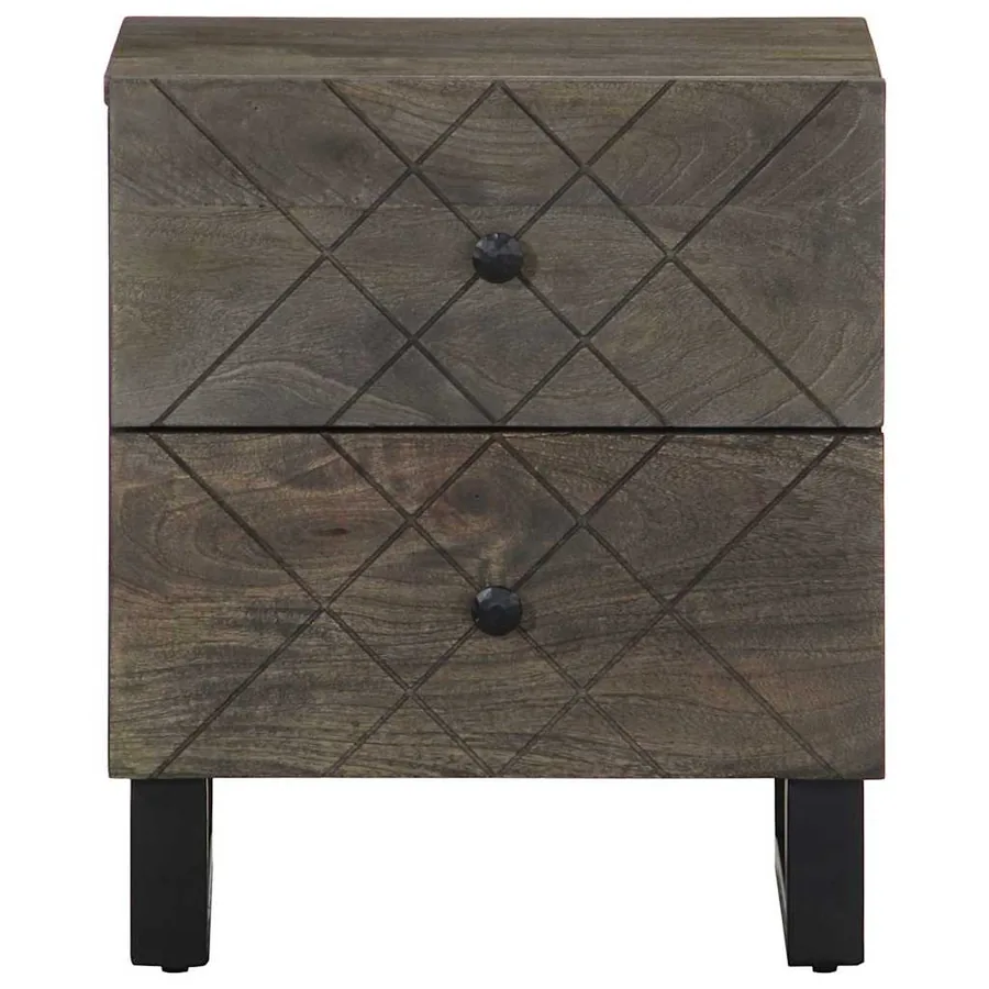 Table de chevet noir 40x33x46 cm bois de manguier solide - 3
