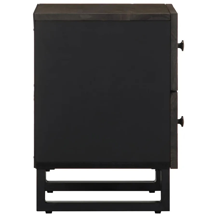 Table de chevet noir 40x33x46 cm bois de manguier solide - 4