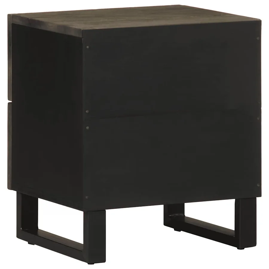 Table de chevet noir 40x33x46 cm bois de manguier solide - 5