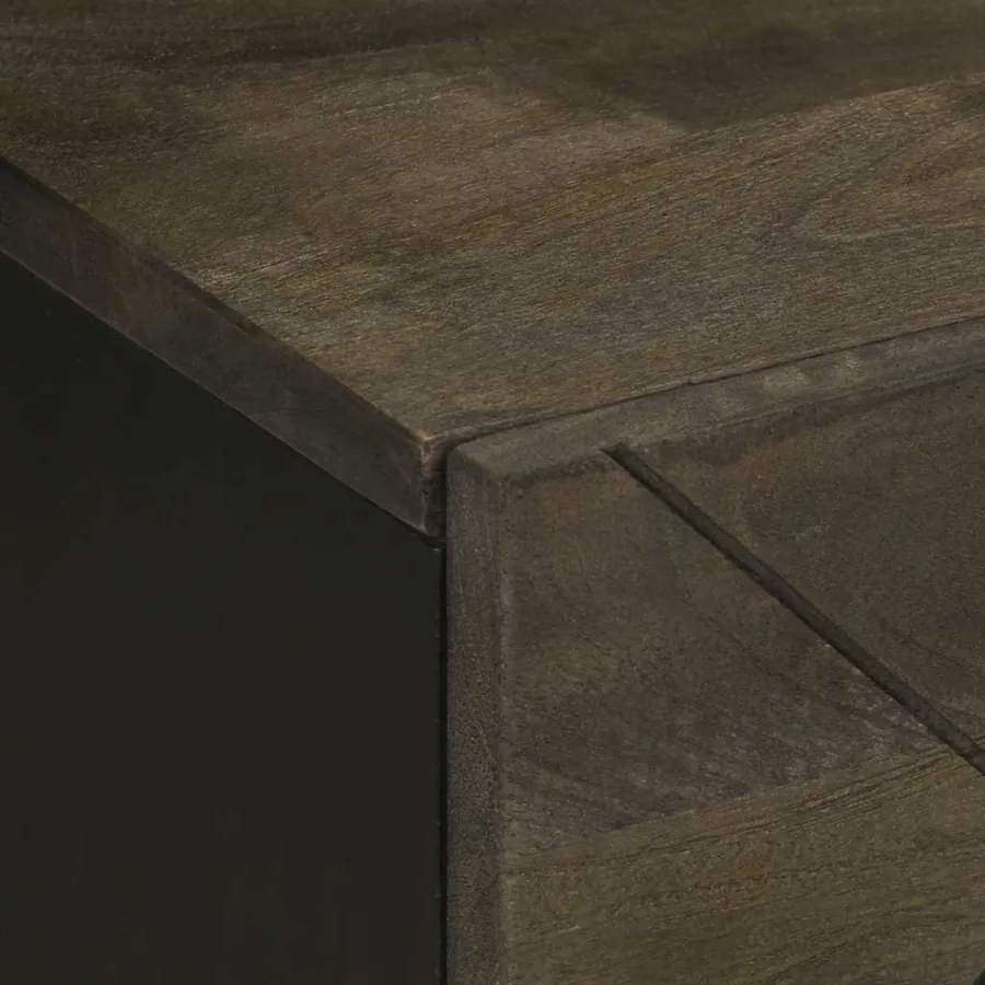 Table de chevet noir 40x33x46 cm bois de manguier solide - 6