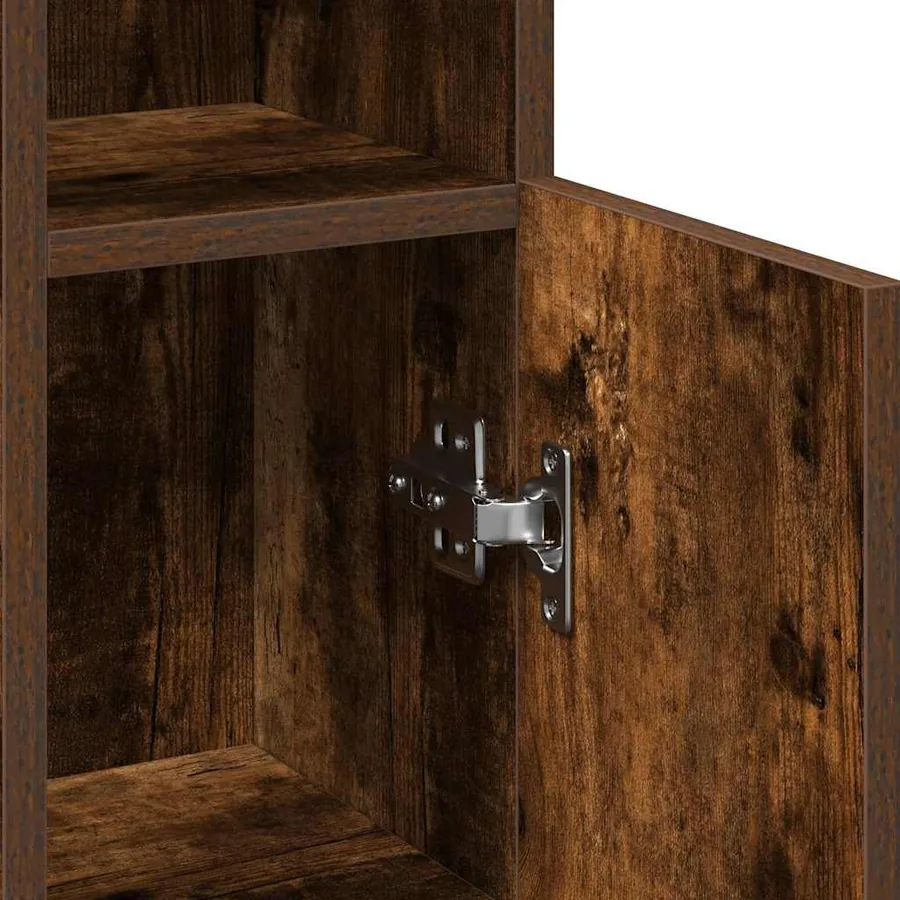 Meuble de salle de bain avec porte-rouleau chêne fumé - 10