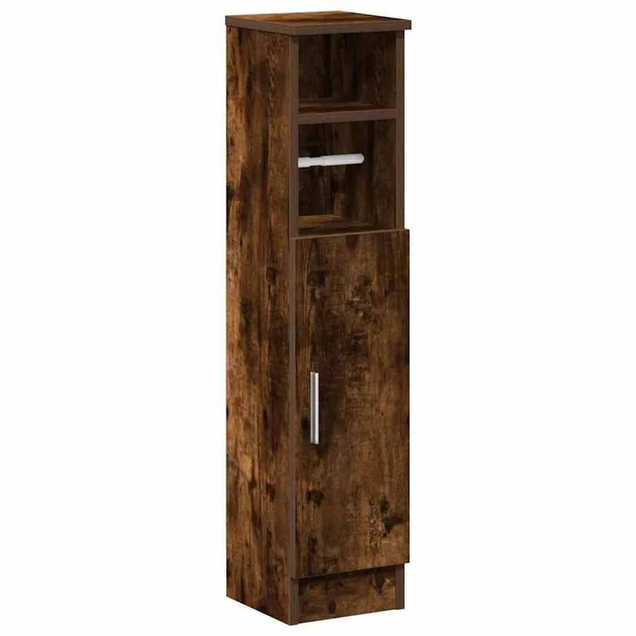 Meuble de salle de bain avec porte-rouleau chêne fumé - 2