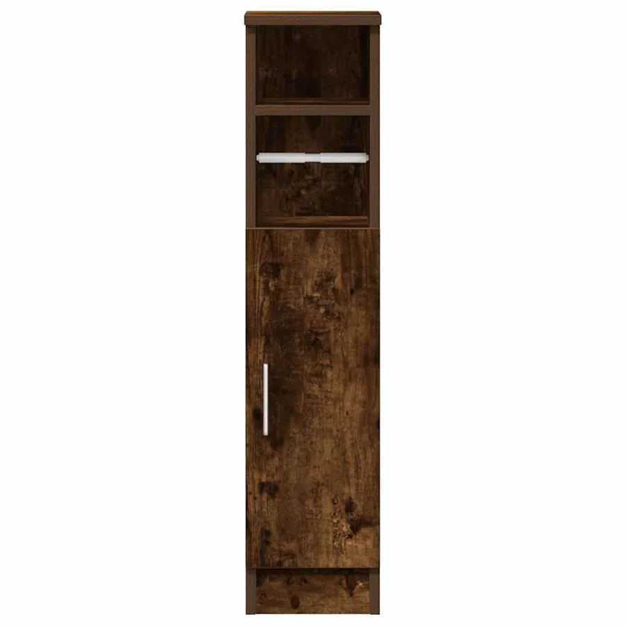 Meuble de salle de bain avec porte-rouleau chêne fumé - 4