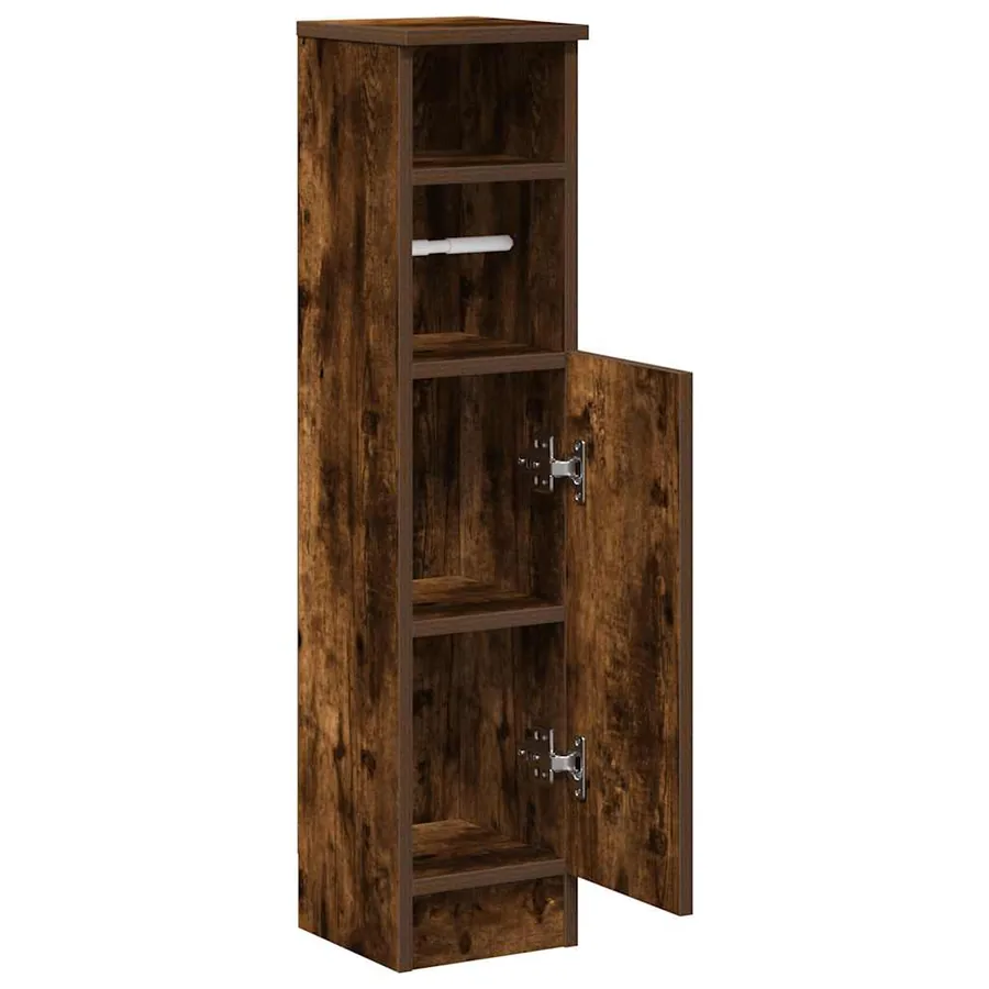 Meuble de salle de bain avec porte-rouleau chêne fumé - 5