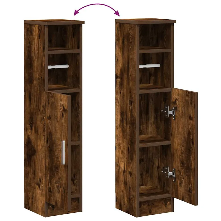 Meuble de salle de bain avec porte-rouleau chêne fumé - 8
