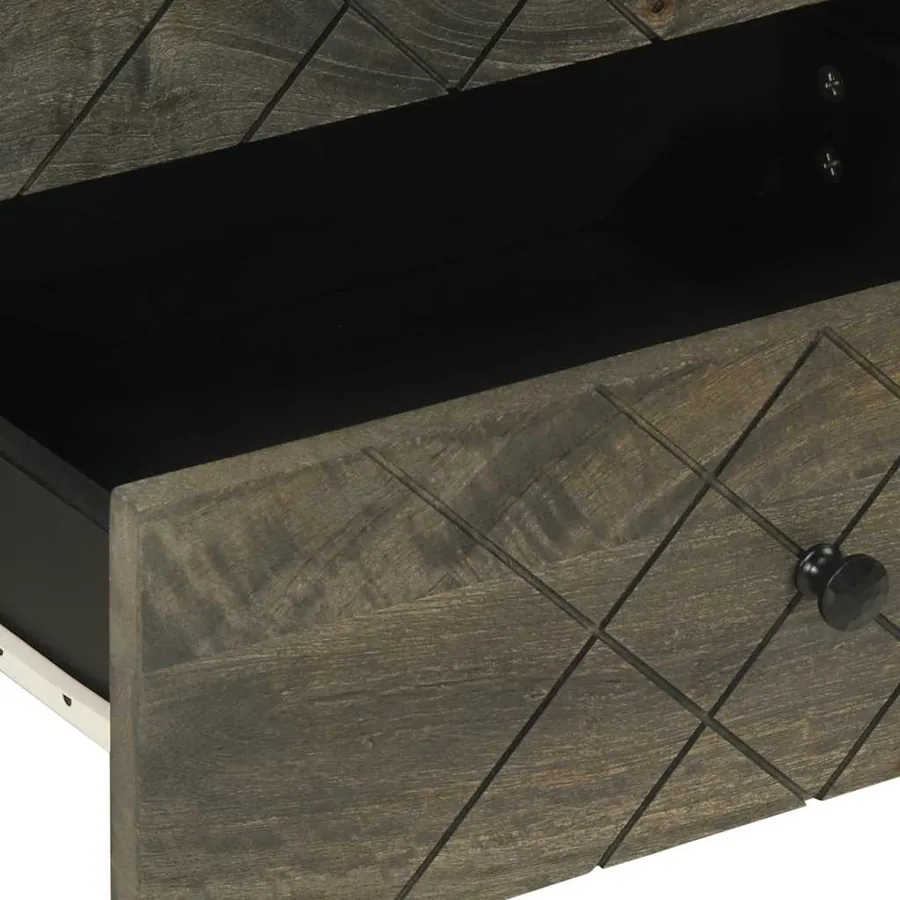 Table de chevet noir 50x33x62 cm bois de manguier solide - 7