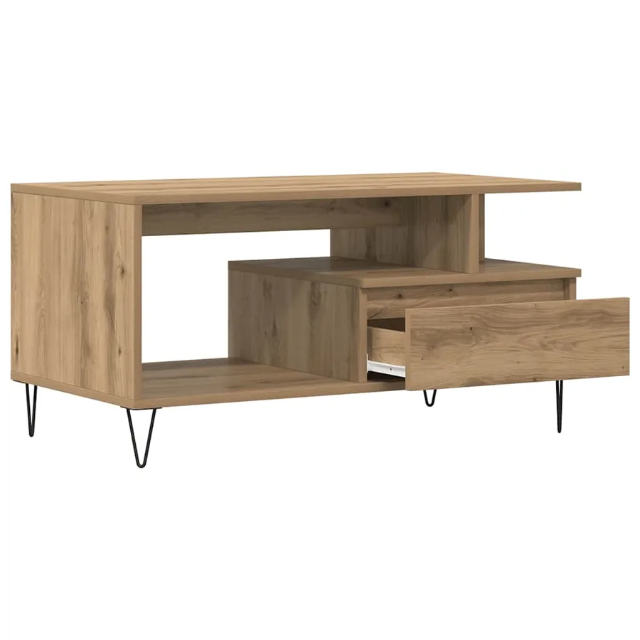 Table basse chêne artisanal 90x49x45 cm bois d'ingénierie - 4
