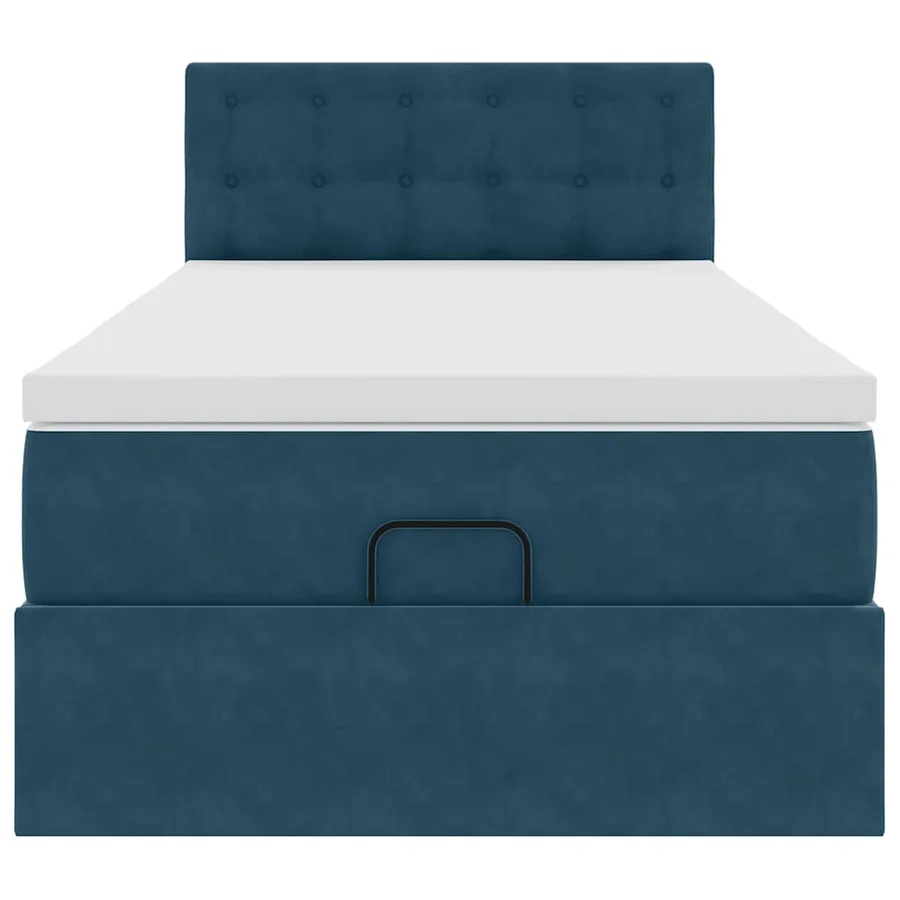 Cadre de lit ottoman avec matelas bleu foncé 90x190 cm velours - 8