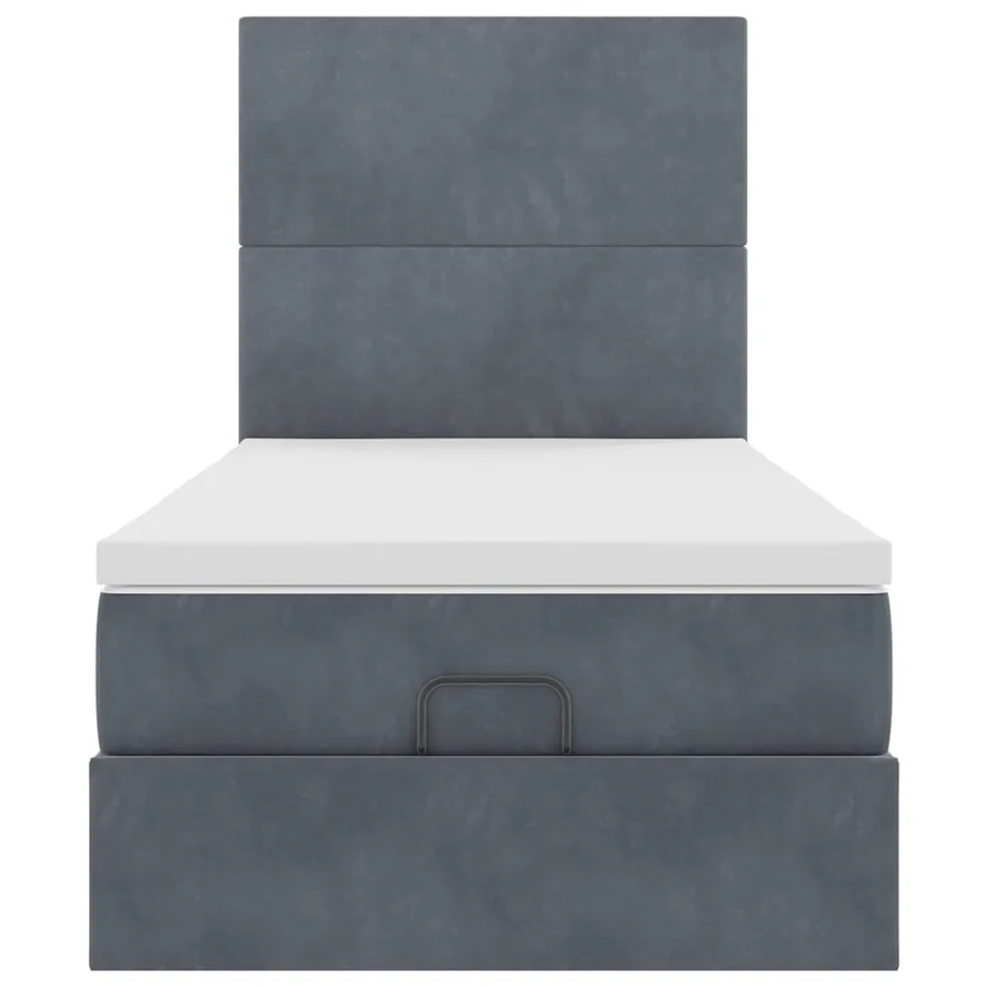 Cadre de lit ottoman avec matelas gris foncé 90x190 cm velours - 8