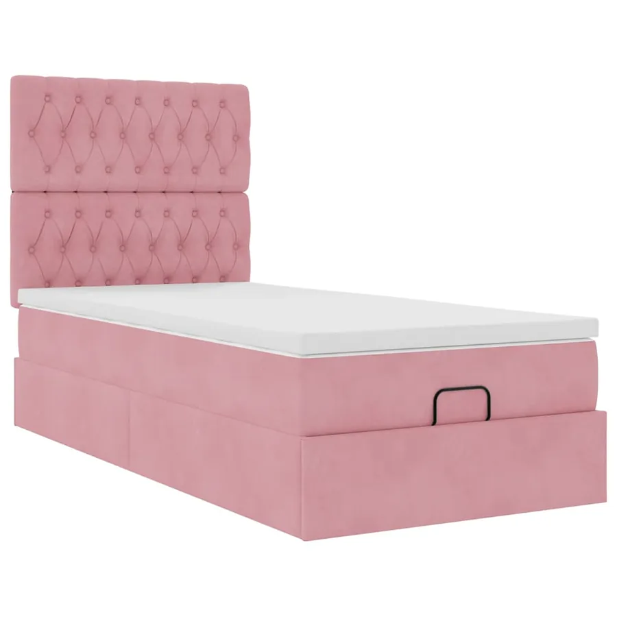 Cadre de lit ottoman avec matelas rose 90x190 cm velours - 7