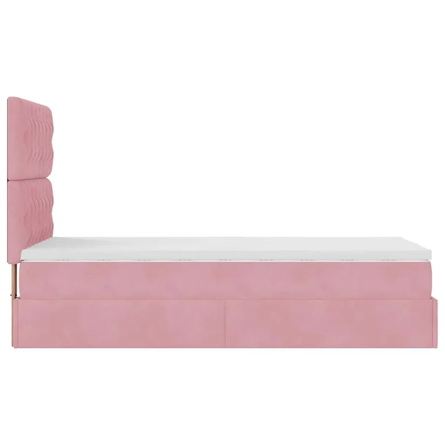 Cadre de lit ottoman avec matelas rose 90x190 cm velours - 9