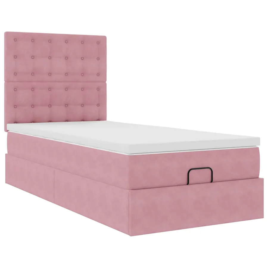 Cadre de lit ottoman avec matelas rose 90x190 cm velours - 7