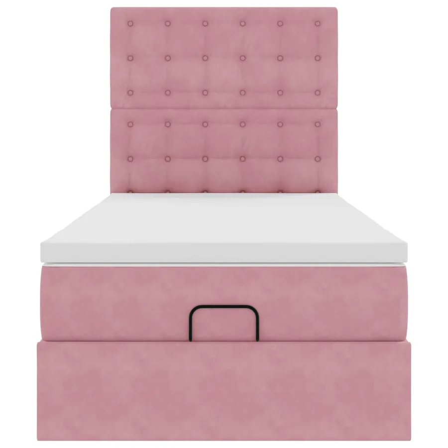 Cadre de lit ottoman avec matelas rose 90x190 cm velours - 8