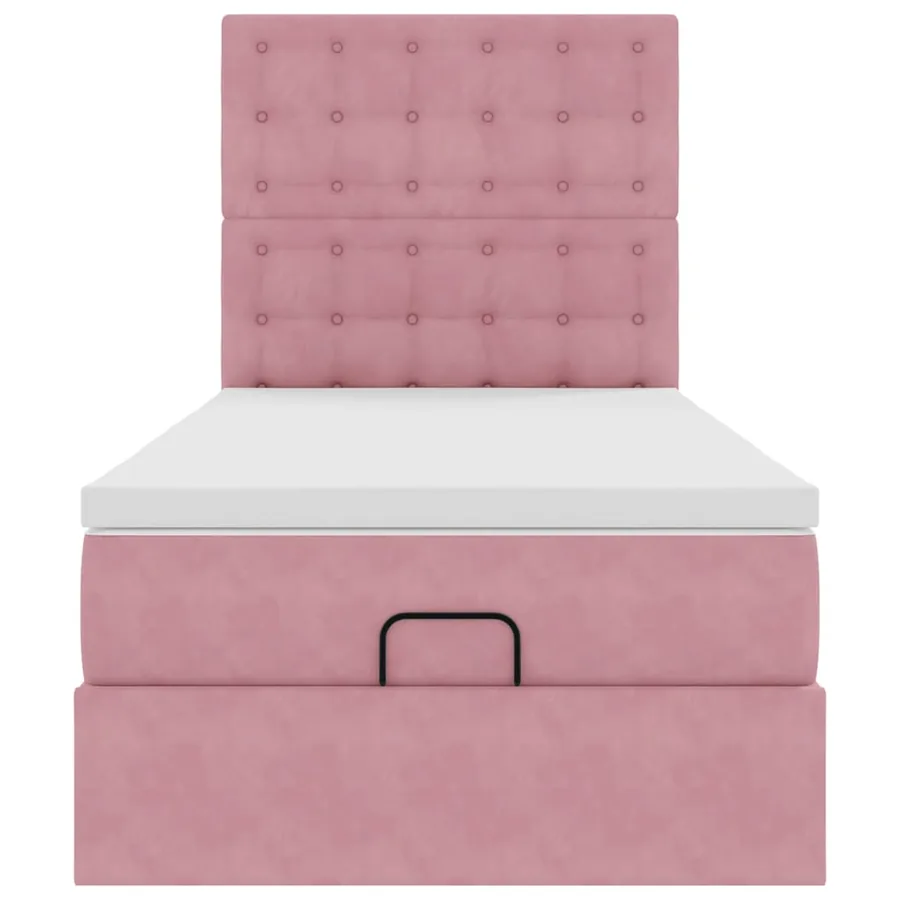 Cadre de lit ottoman avec matelas rose 90x190 cm velours - 7