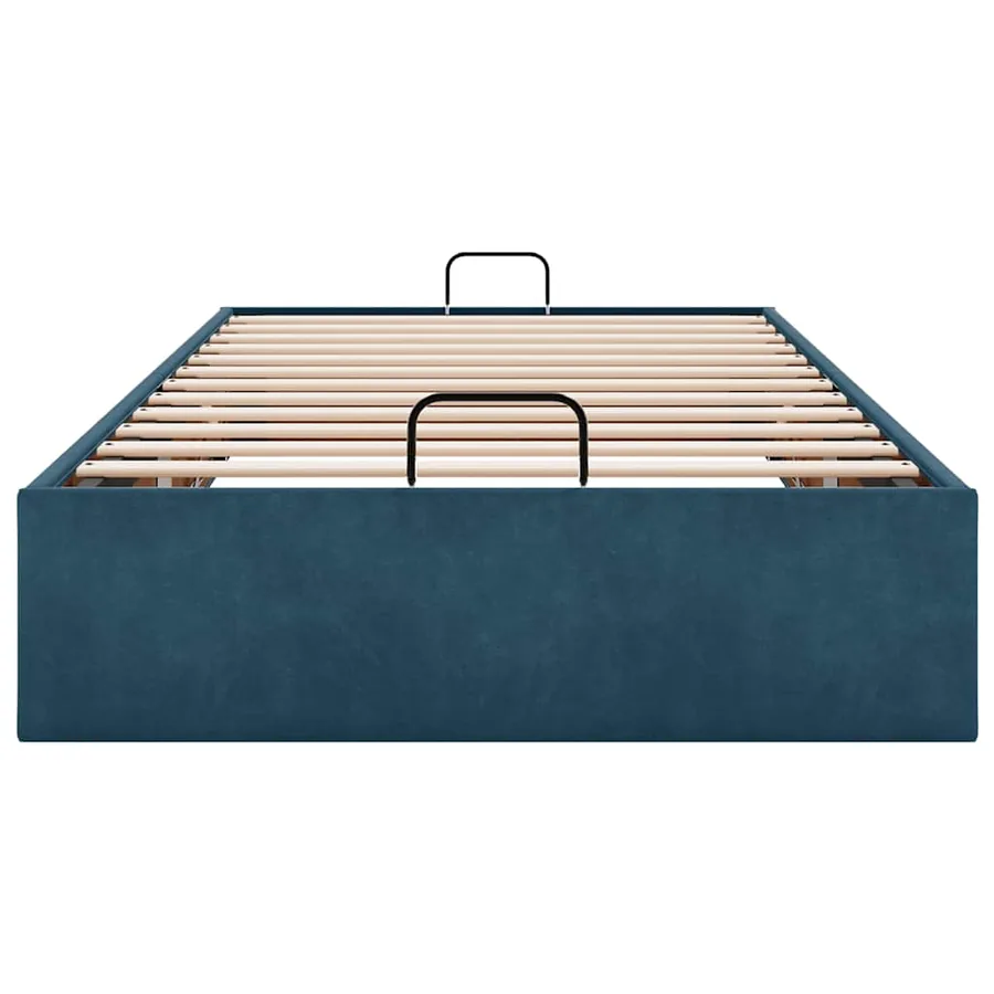 Cadre de lit ottoman sans matelas bleu foncé 90x190 cm velours - 7