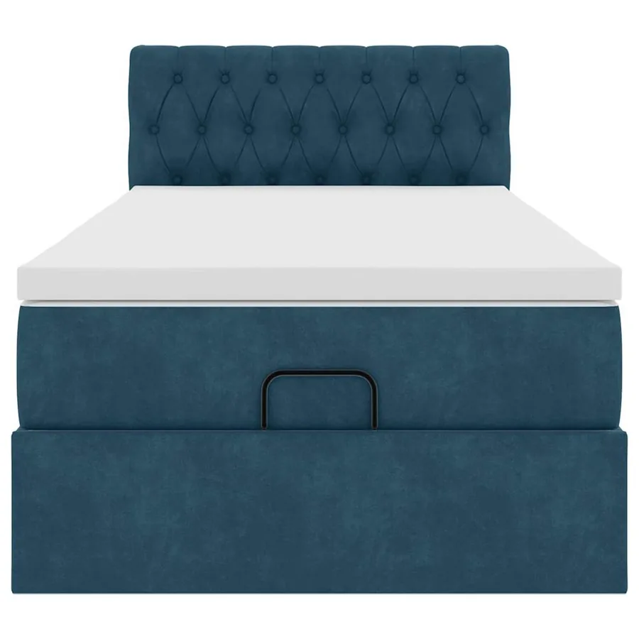Cadre de lit ottoman avec matelas bleu foncé 90x190 cm velours - 5