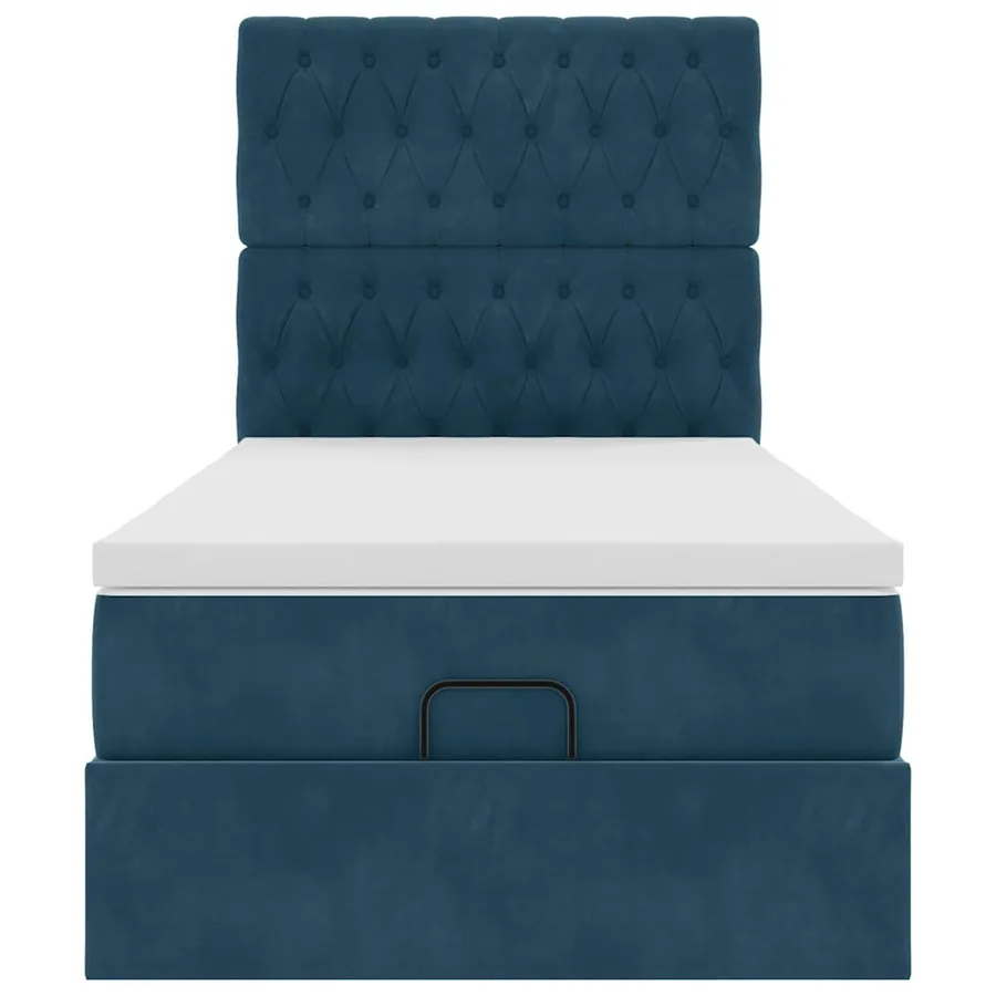 Cadre de lit ottoman avec matelas bleu foncé 90x190 cm velours - 7